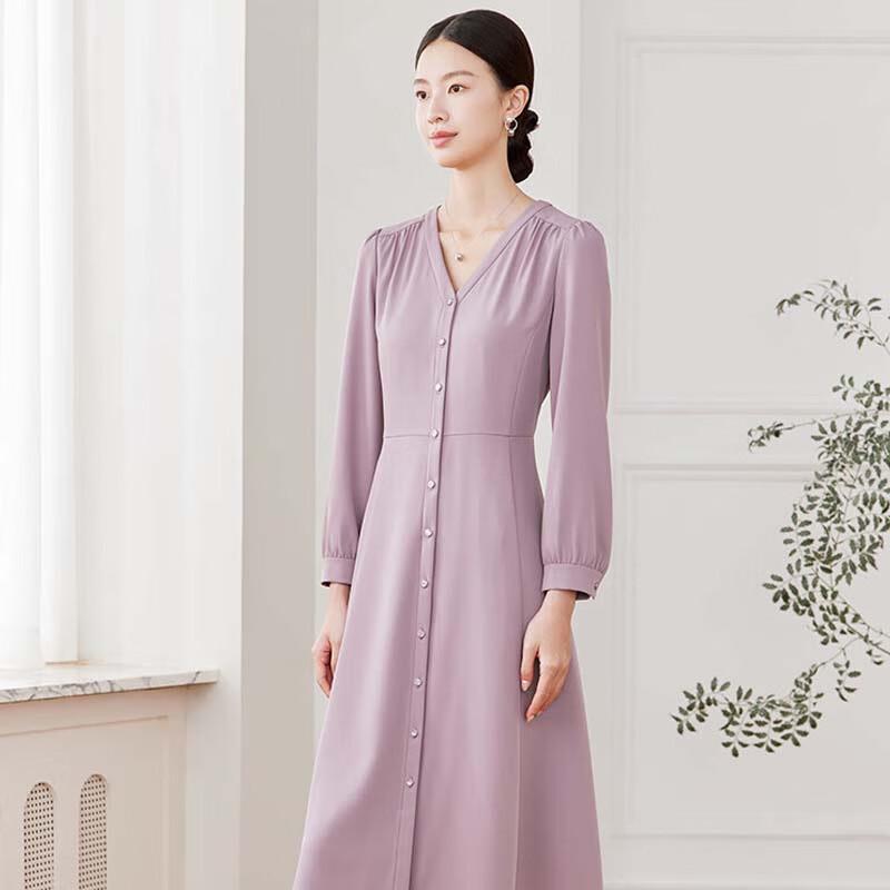 JESSIE Elegant V-Neck Long-Sleeve Dress