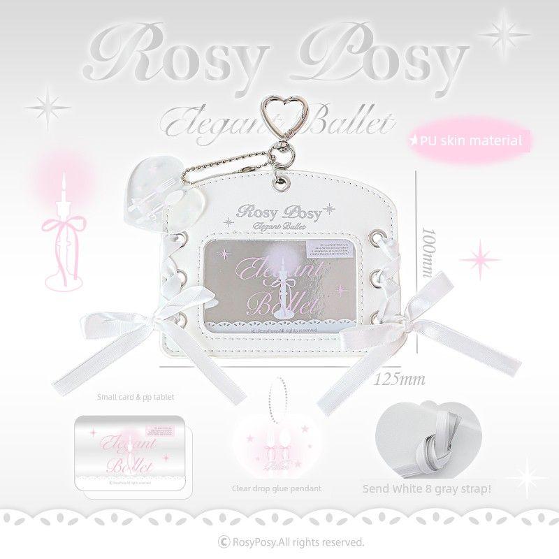 

Rosyposy Soft Ballet Style Card Holder Halterneck Card Holder Student ID Card Holder Meal Card Handbag Pendant Horizontal white