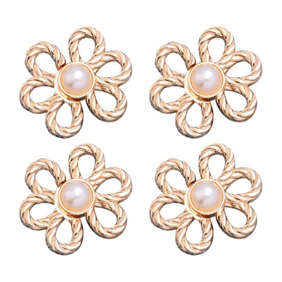 4 Pcs Flower Jeans Buttons Pant Waist Tightener Detachable Decorative Waist Buckles Adjustable No-Sew Pants Clips for Loose Jeans Pants Skirts