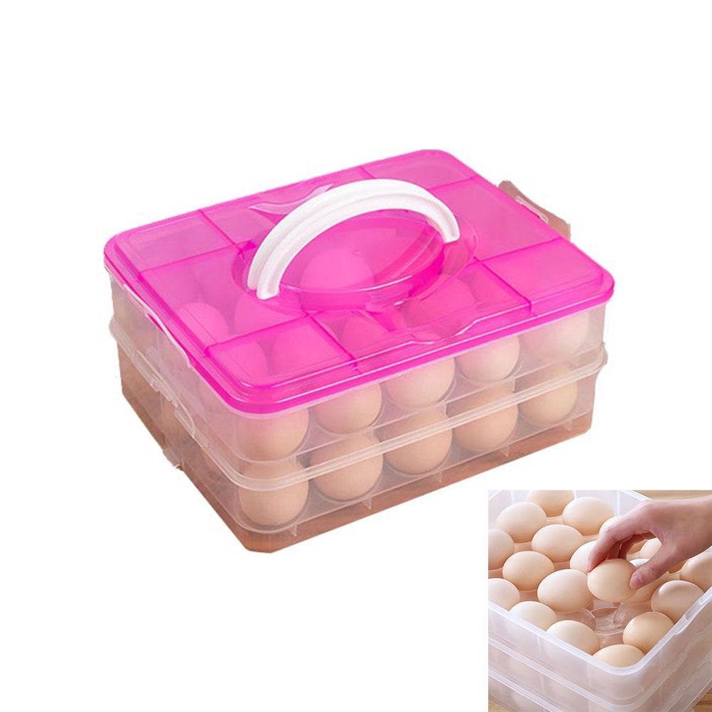 2 Tiers 40 Eggs Storage Box Egg Holder with Handle Plastic Eggs