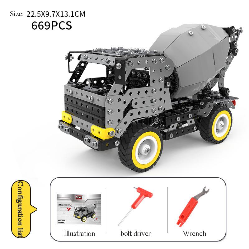 DIY Metal Assembly Engineering Car Alloy Screw Nut Assembly Building Block Forklift Motorcycle Model Children Toy Adult Gifts