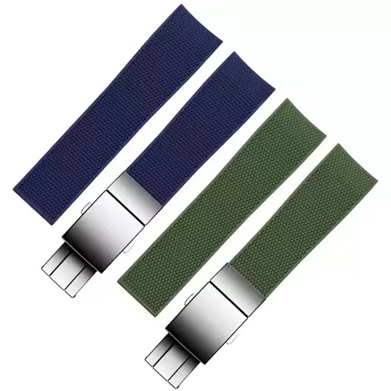 Silicone Rubber Watch Strap Soft Folding Buckle Watchband For Longines Conquest Hydro Conquest L3 Black Accessories 21mm