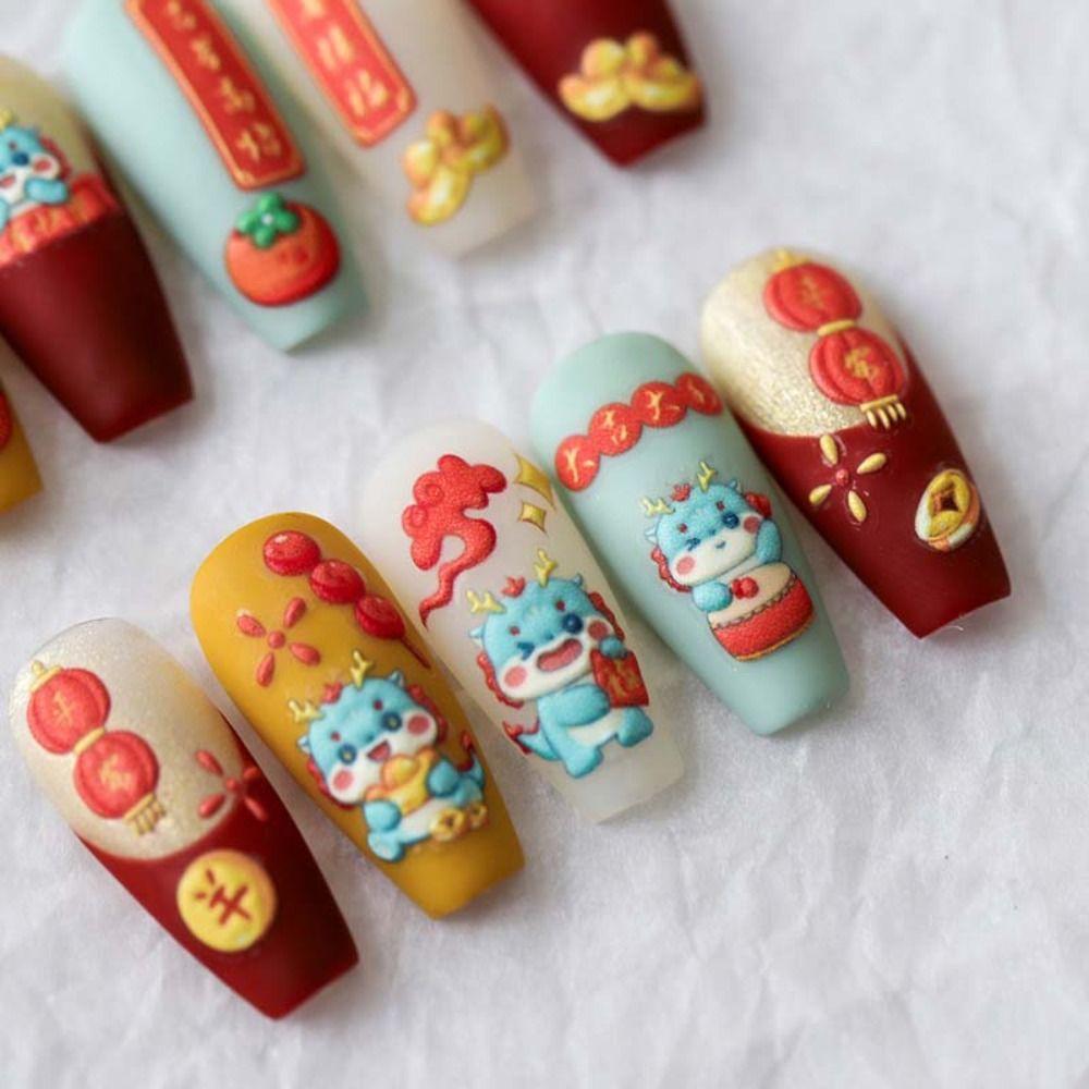 Nail Accessories Chinese New Year Nail Stickers Manicure Ornaments Chinese Nail Decorations  Girls