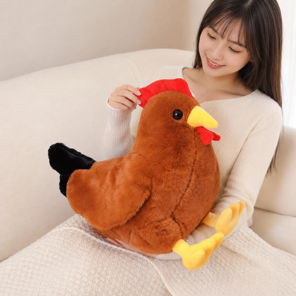 Brown Chicken CushionHugging Pillow, Nagoya Cochin Style, Cute, Realistic, Large Plush Toy, Adorable AnimalBird, Perfect for Events and Gifts, Cute