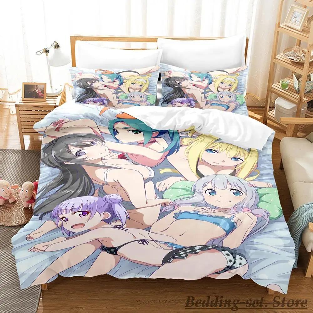 New Sagiri Izumi Bedding Set 3D Anime Cartoon Duvet Cover Kawaii Girls Adult Kid Bedroom 3 Piece Set