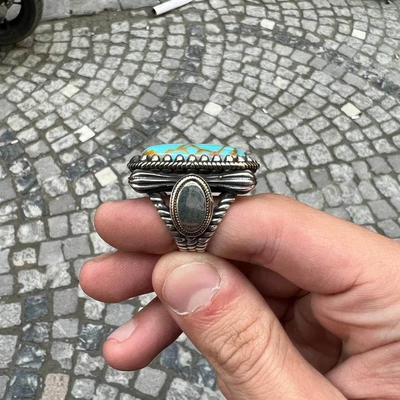 Men's Popular Fashionable Turquoise Square Party Wear