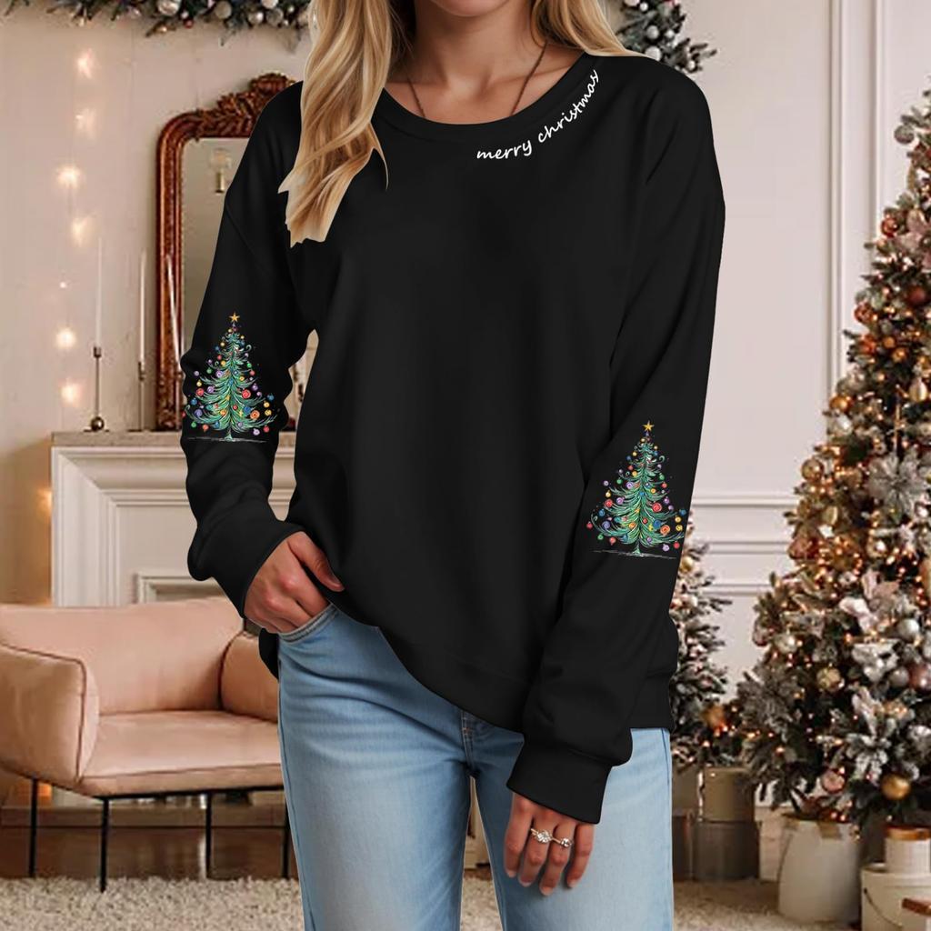 Ladies' Loose Comfortable Casual Fashionable Christmas Printed Hooded Sweatshirt
