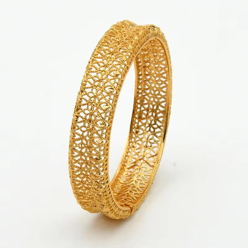 Luxus Dubai Brautarmreifen Geschenk 24K Gold Plated Indische Afrikanische Armbänder Charm Hochzeit Nigerianische Arabische Hand Schmuck für Frauen