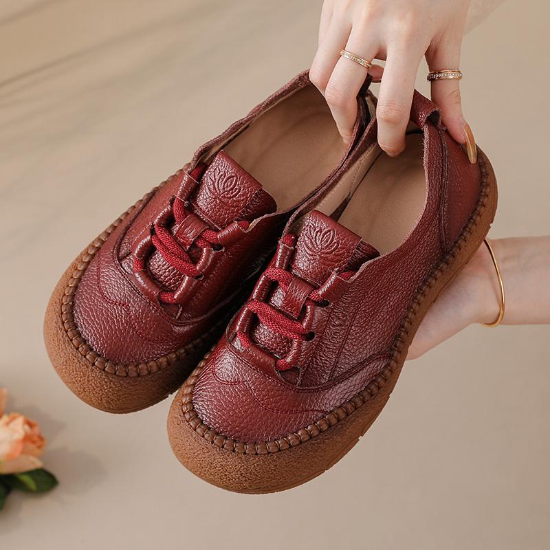 Fashion New autumn tied up flats woman genuine leather moccasins shoes for women luxury comfort flats oxfords shoes ladies casual loafer