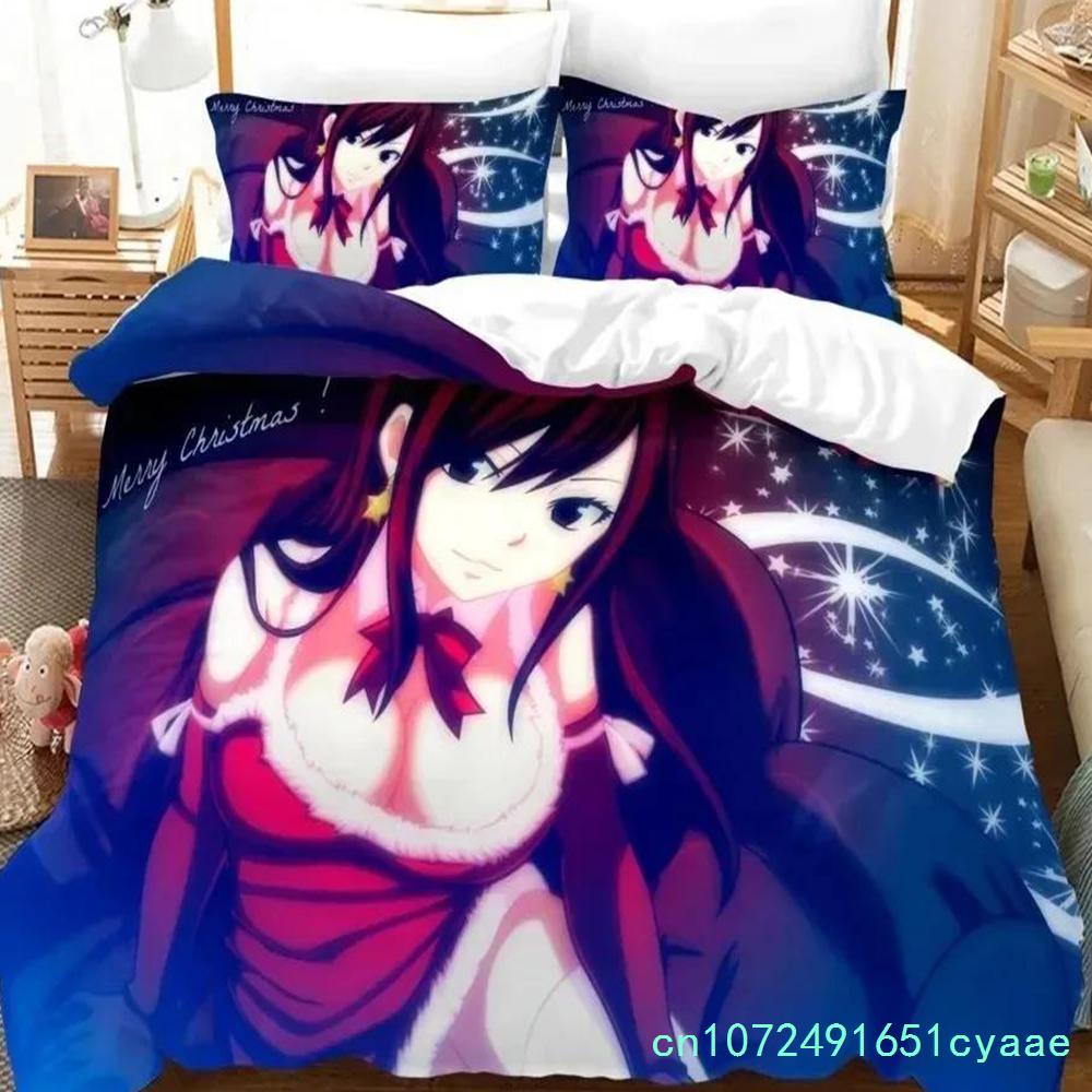 3D Print Fairy Tail Anime Bedding Set Duvet Cover Bed Set Quilt Cover Pillowcase Comforter King Queen Size Boys Adult Bedding
