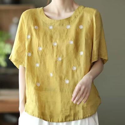 T-shirt for Women Summer Large Size Cotton T-shirt Soft Loose Printed Casual Comfortable Pullover T-shirt Top