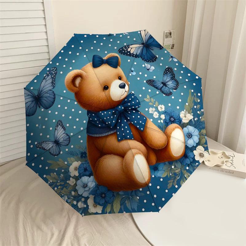 

1PC Bear Butterfly Umbrella-8-Rib Reinforced, Automatic Open, Lightweight & Durable, Fashion Accessory for Outdoor-D360