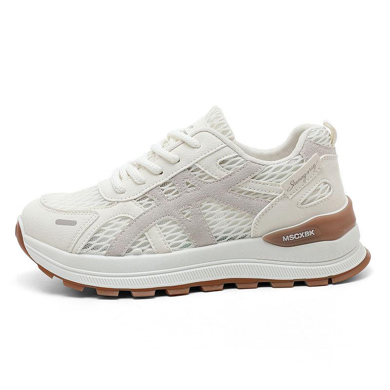 

Новые сетчатые дышащие повседневные кроссовки для ног без усталости, толстая подошва, высокая износостойкость, нескользящие, с защитой от запаха, мягкая амортизация, модная обувь 40 бежевый