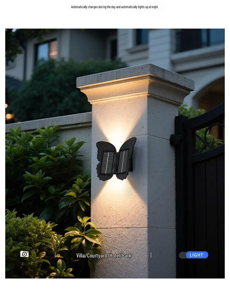Butterfly Solar LED Wall Lamp: Waterproof Outdoor Garden and Villa Landscape Light