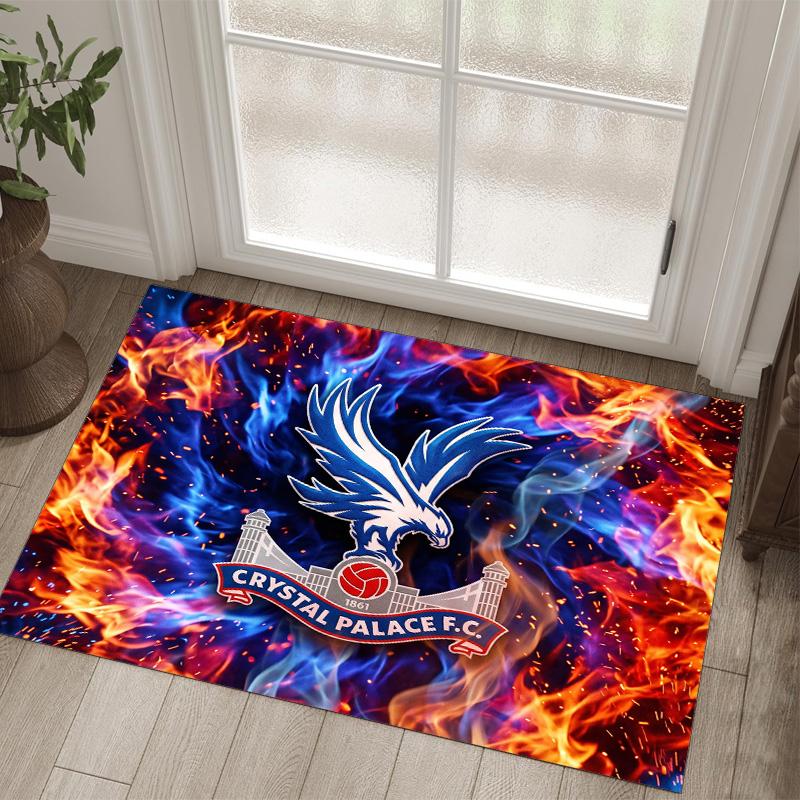 Crystal Palace Fußball Design Kristall Samt Teppich Gemütlich Kein?Rutschfester Teppich mit Aufdruck für Schlafzimmer Wohnzimmer Eingang