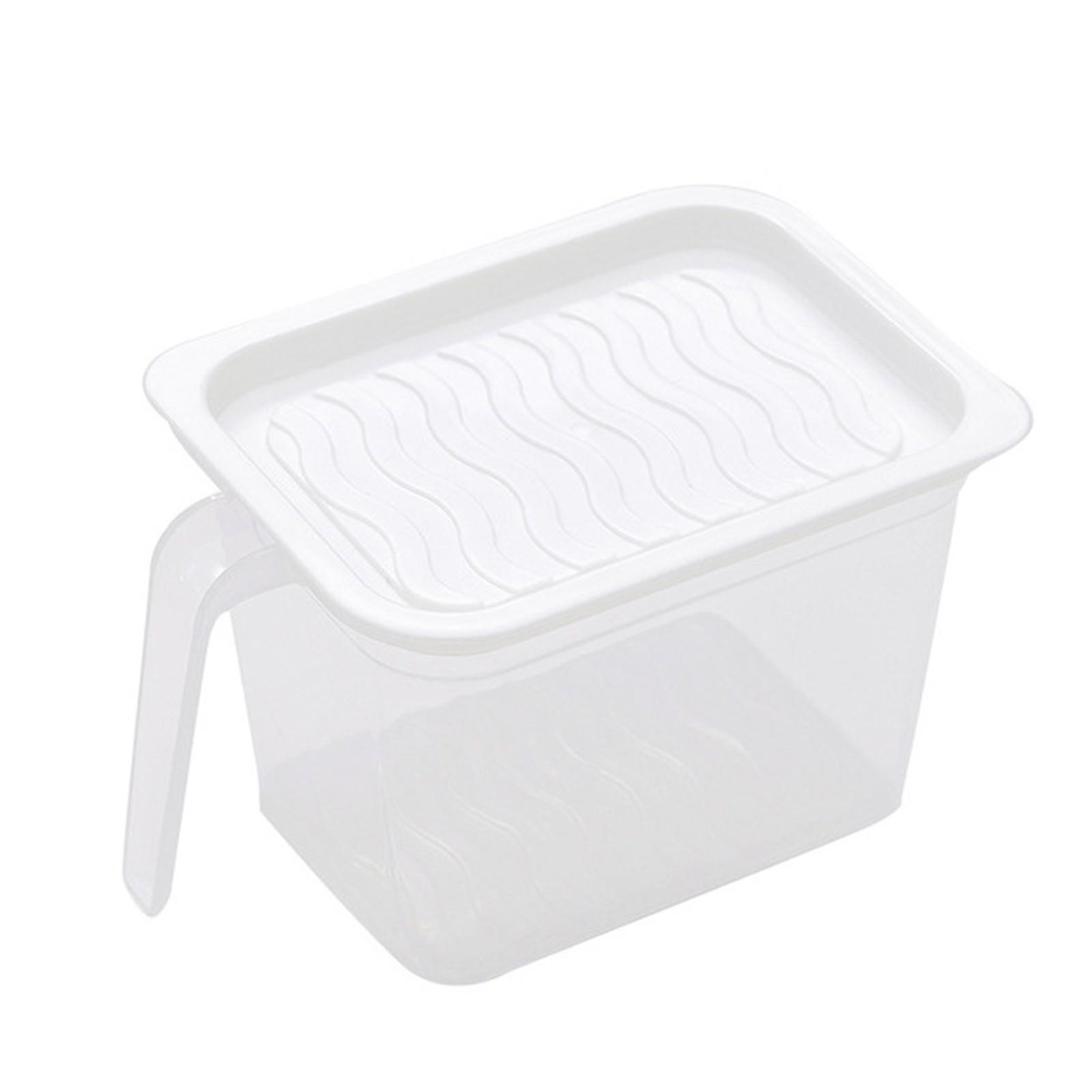 

5pcs 1.1L Kitchen Storage Box Organizer Bottles Refrigerator Fresh-Keeping Box With Plastic Handle With Sealed Lid Storage Jar белый