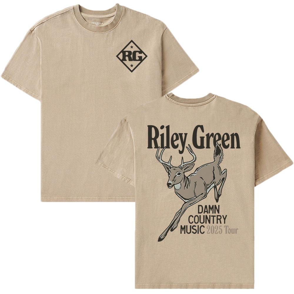 Riley Green Deer Graphic Tshirts Dcm Damn Country Music Tour 2025 Tshirt Short Sleeve Cotton Male T Shirt Unisex Unisex Clothes Tee
