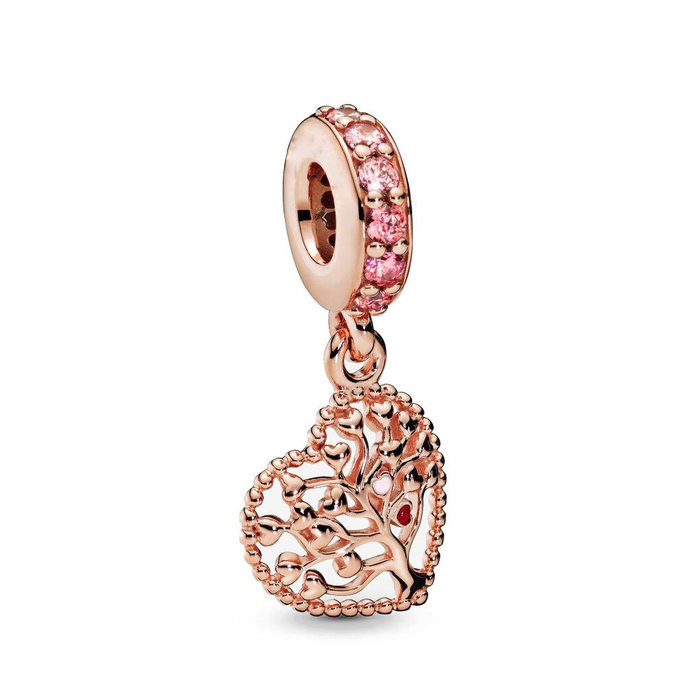 New Copper Rose Gold Lock Love Bow Tree Safety Buckle Charm Bead Fit For Bracelet Necklace Diy Women'S Boutique Jewelry