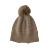 Cashmere Autumn and Winter New Style Women's High End Solid Color Striped Fur Ball Thickened Warm Fashion Knitted Casual Hat
