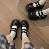 Black French British Style Small Man Thick-soled Small Leather Shoes Women's 2025 New Summer JK Shallow Mouth Mary Jane Single Shoes