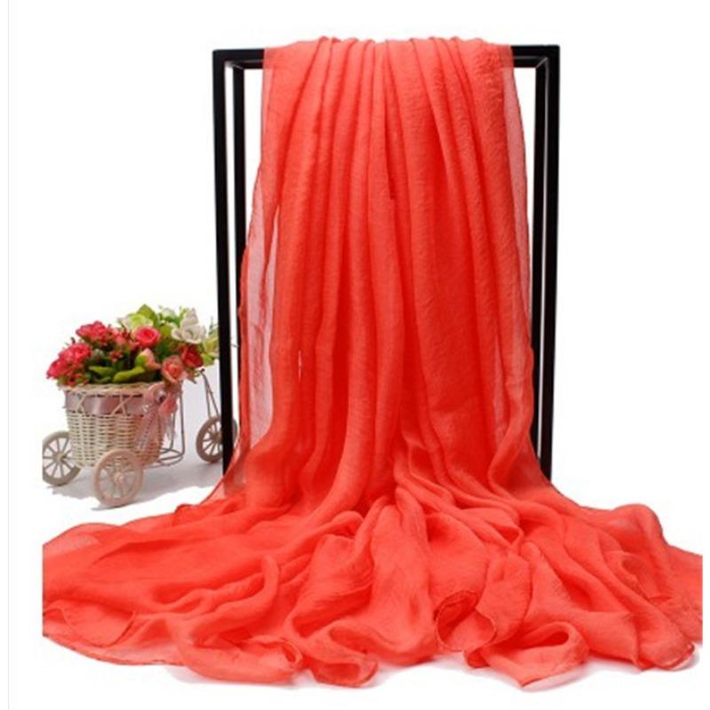 Extra Large Imitation Silk Scarf Solid Color Silk Scarf Seaside Beach Towel Long Spring and Autumn Women's Gauze Scarf Chiffon Scarf Women
