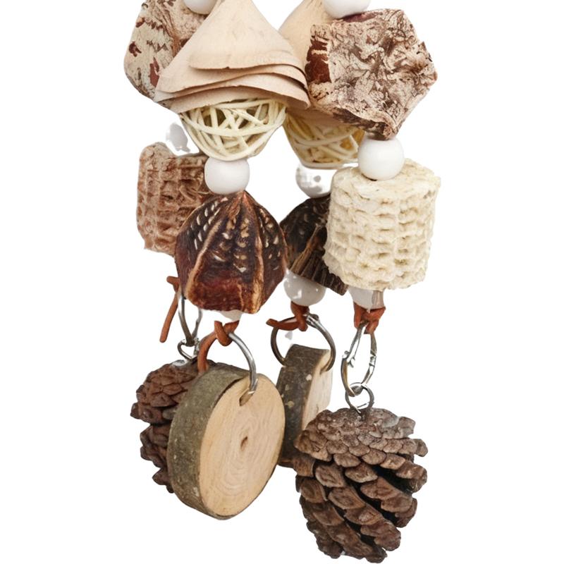 Parrot Chew Toys Wooden Fruit String Pinecone Corn Cob Cork Bird Cage Accessories Tooth-grinding Bird Toy For Small Medium Birds