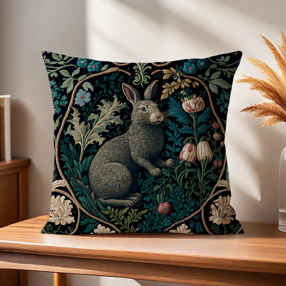 

Retro soft Pillow Case for w-william m-morris Sofa art Living Rabbit Room Home Decor Protective Covers Without Pillow-Ins 30x30CM(12x12in)