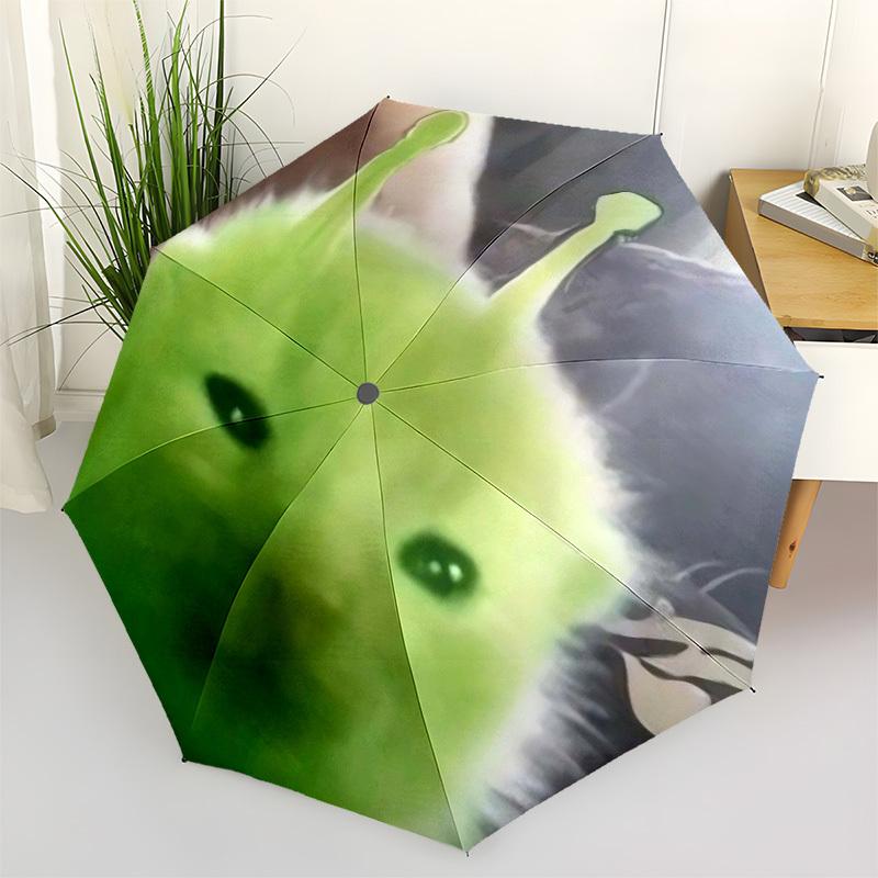

1pc Fluffy Alien Plushie Umbrella with Plastic Handle,Suitable for All Seasons Home Travel Outdoor UmbrellaFP041
