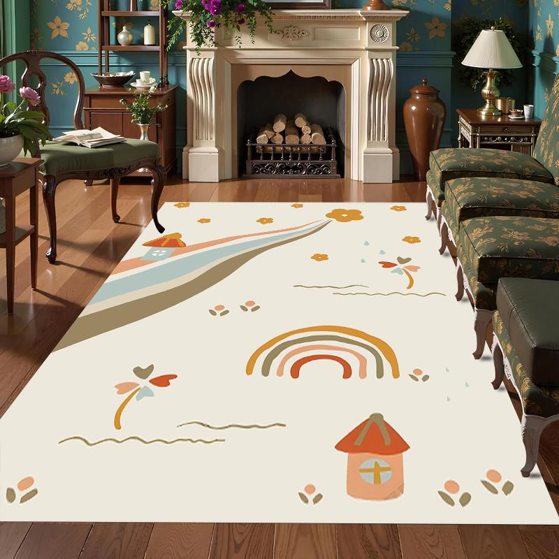 

Fox Family Floral Rug Whimsical Woodland Doormat NonSlip Easy Clean Family Decor Carpet for Living Room Bedroom Pet Friendly 40X60cm