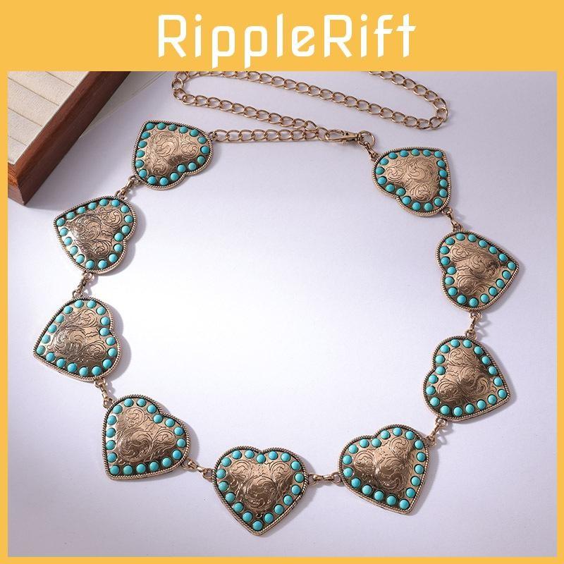 Turquoise Heart Fashion Waist Chain For Women With Metal Material And Design Elegant
