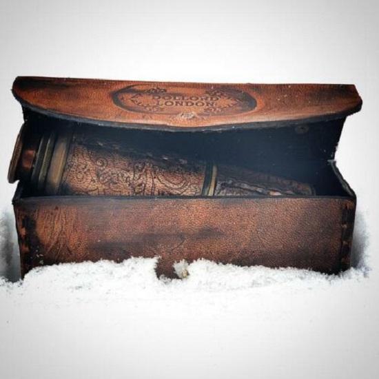 Mosiężny teleskop z etui skórzanym w stylu Marine Spyglass Maritime