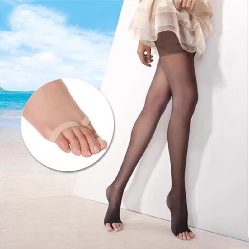 M - Xxxl Plus Size Anti-Hook Peep Toes Pantyhose Women Sexy Ultra Thin Transparent Fingerless Tights For Summer Sandals