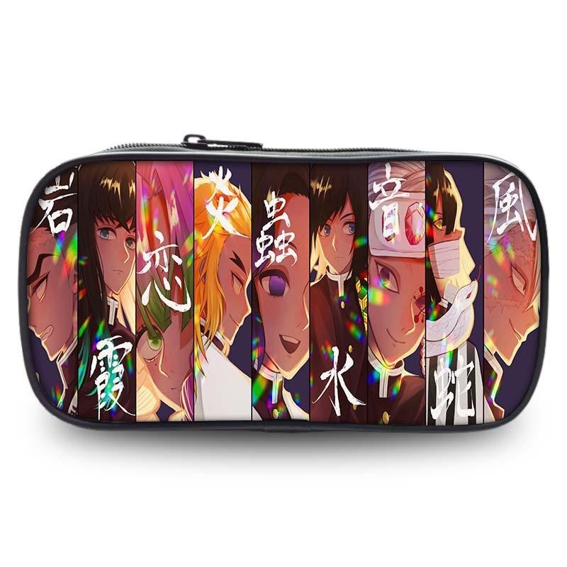 Spacious Oxford Demon Slayer Pencil Case For Students With Casual Style