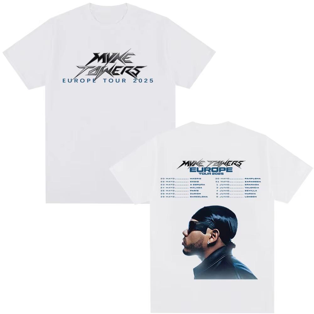 2025 Rapper Myke Towers Europe Tour Tshirts Men Women Fashion Hip Hop Short Sleeve Tshirt Cotton Oversized T Shirts Streetwear