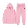 Autumn/Winter Solid Color Hooded Sweatshirt and Sport Pants Set - Unisex Casual Two-Piece