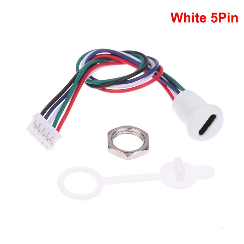 (YY)1Pc USB-C 5A High Current Charging Socket With M11 Nut Snap Lock Plate Transparent Type C Waterproof Female Connector Jack