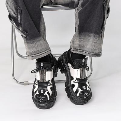 Summer Dark Punk Rock Platform Shoes Men's and Women's Leather Boots Metal Locomotive Tank Heightening Shoes