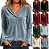 Damesmode Fluweel Lange Mouwen V-hals Top, Elegante Kleur Veelzijdige Blouse voor Casual Kleding