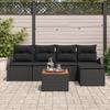 Canapé de Jardin 6 Pièces avec Coussins Noir Poly Rattan, Canapé de Jardin 2 Places avec Rangement et Coussins Noir 3356238