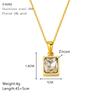 18K Luxury Zircon Stainless Steel Square Pendant Necklace for Women – Fresh, High-End Clavicle Choker