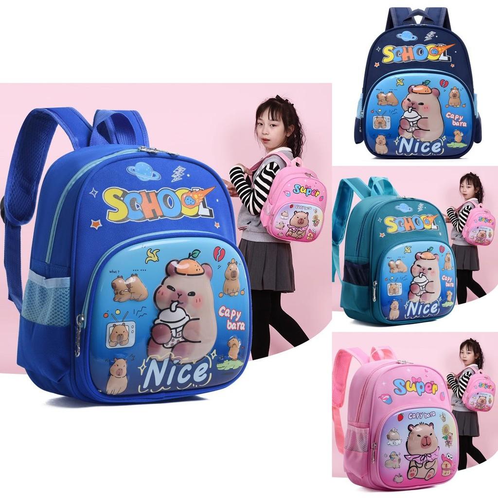 Kid-friendly Animated Backpack In Pink Purple Green And Blue For School Use