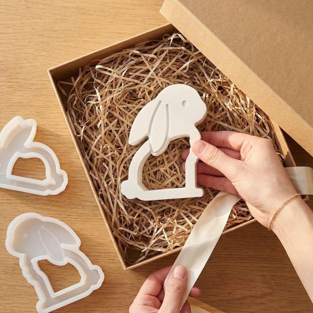 Non-Stick Easter Bunny Mold Flexible Silicone Rabbit Mold Candle Holder Mold  Home Decor