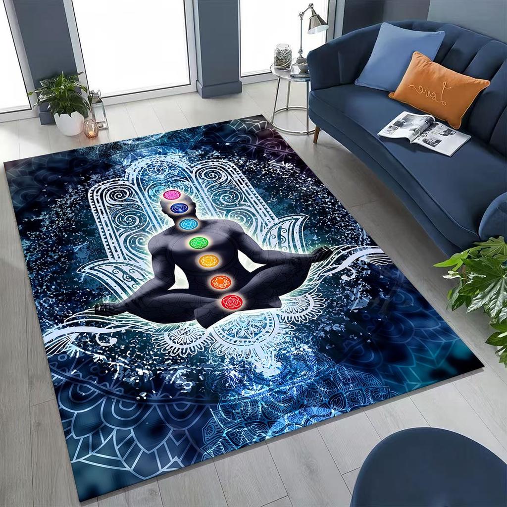Bohemia Yoga Chakra Mandala Spirit Meditation Rug for Bedroom Living Room Sofa Home Doormat Decor,Large Kids Non-slip Floor Mat