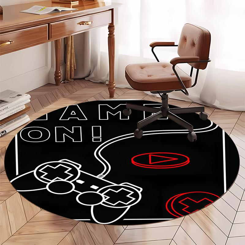 Runder Teppich mit Spielcontroller-Aufdruck, Stuhlteppich, Läufer, Fußmatte für Eingangsbereich, für Bürostuhl, Wohnzimmer, Schlafzimmer, Küche.
