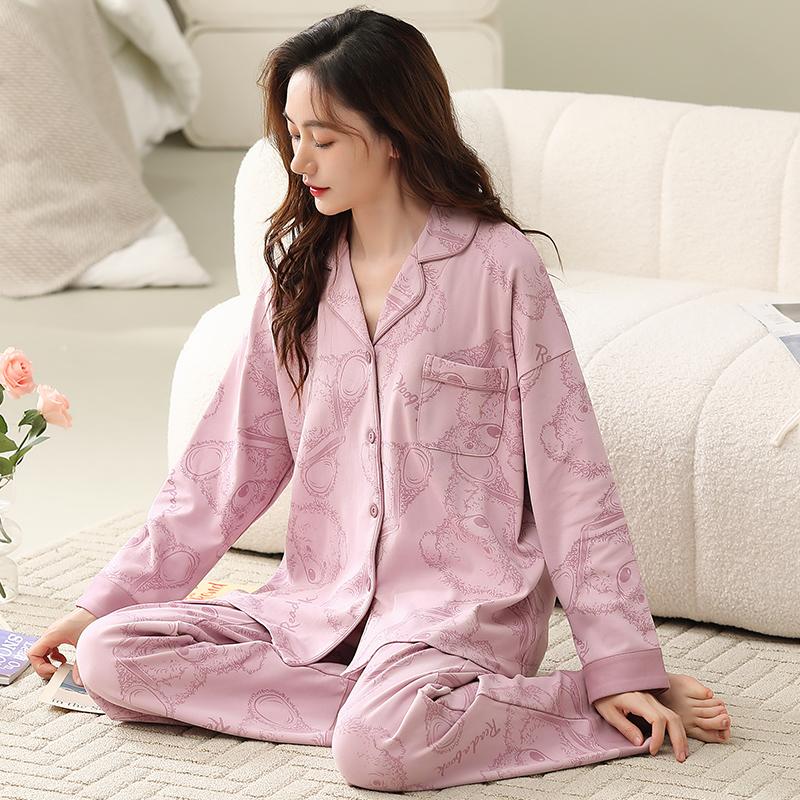 Blue Pajamas Set White Tulip Sweet Long Sleeves Long Pants Autumn Winter Cute Sleepwear Cozy Pyjamas Soft Pijamas Lady Pjs Girls