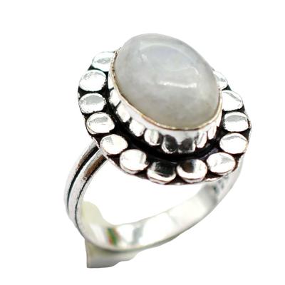 Moonstone Ethnic Handmade Ring Jewelry US Size-8.25 R 5665
