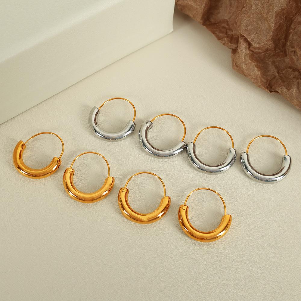 Yori Stainless Steel Geometric U-Shape Hoop Earrings 18K Gold PVD Plated Popular Daily Classy Waterproof Jewelry Accessory