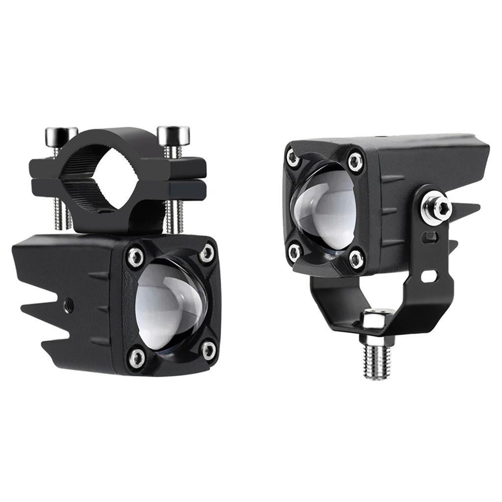 Motorcycle Auxiliary Lights, LED Driving Light Spotlights White Yellow Fog Lights with Mount Brackets Wire Harness, Off