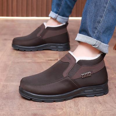 Men's Shoes Winter New Velvet Thickened Lazy Dad Shoes Non-slip Wear-resistant Warm Wool Work Shoes Men's Cotton Shoes