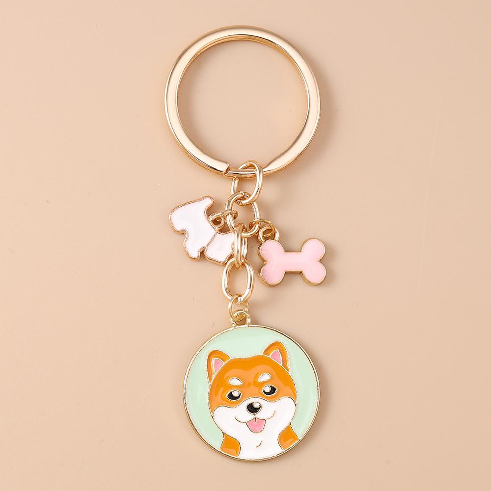 Cute Enamel Puppy Dog Keychain Cartoon Animal Key Ring Pendants for Women Girls Handbag Accessories DIY Jewelry Gifts
